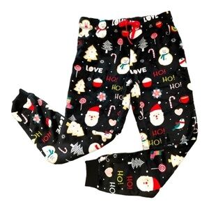 NWT Plush Black Fleece Christmas Jogger Pant Assorted Sizes